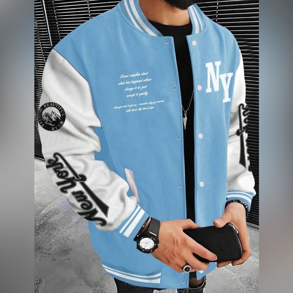 Men NY White And Blue Jacket